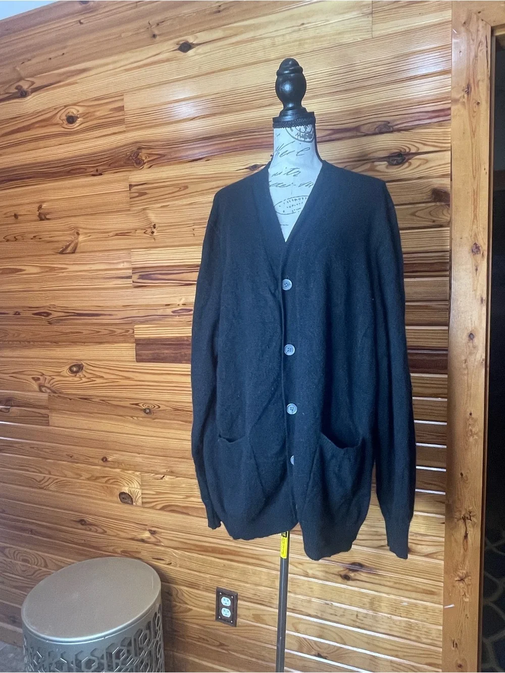 Tasso Elba Men's Cashmere Black Button-Up Cardigan